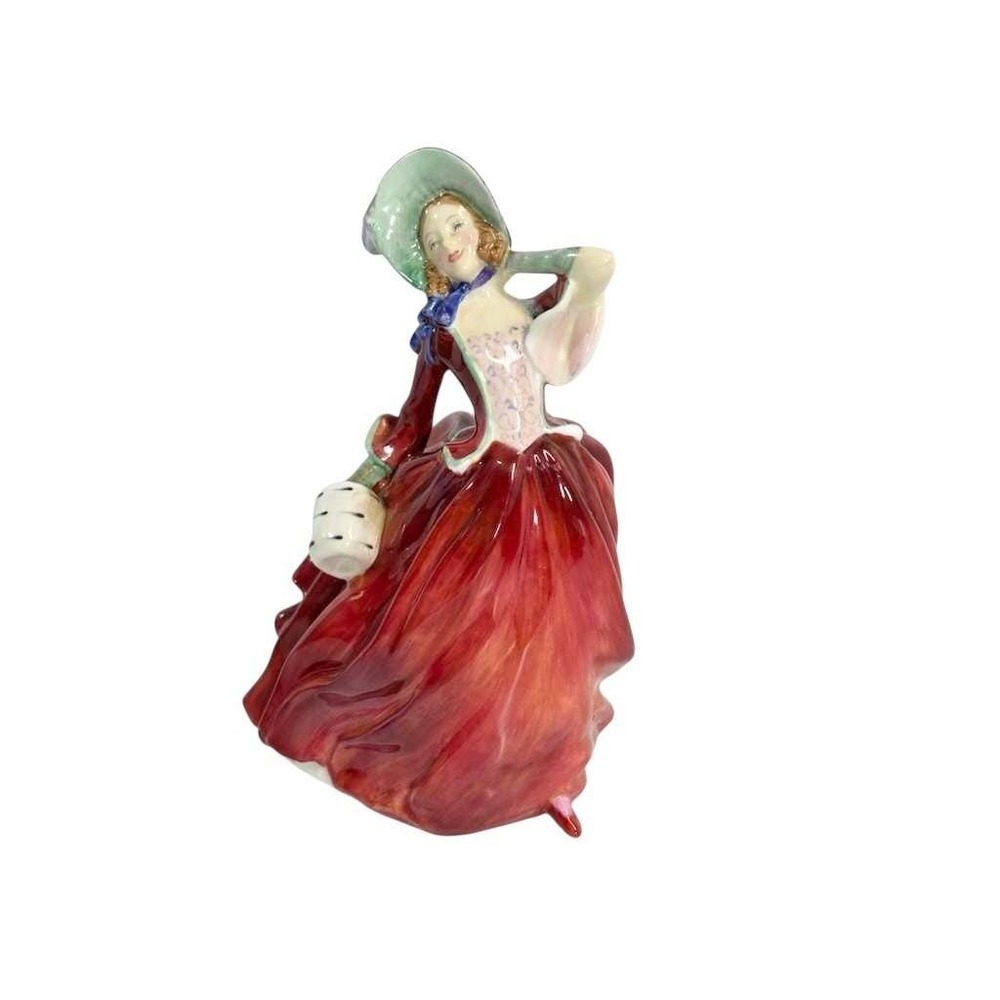 Royal Doulton AUTUMN BREEZES‎ Figurine HN1934 Red Dress Green Bonnet 8" Tall - Picture 9 of 11